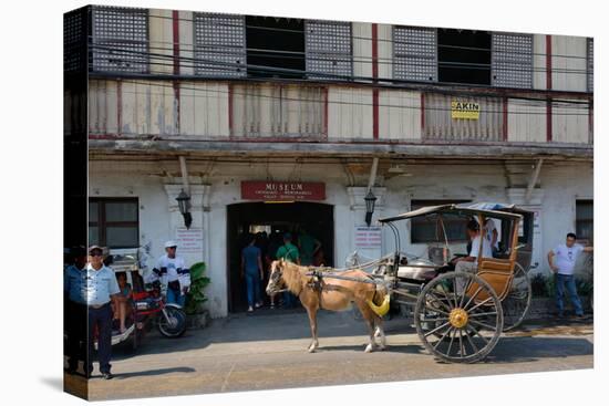 Horsedrawn and people outside a museum, Crisologo Museum, Vigan, Ilocos Sur, Philippines-null-Stretched Canvas