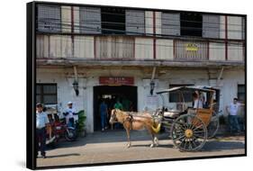 Horsedrawn and people outside a museum, Crisologo Museum, Vigan, Ilocos Sur, Philippines-null-Framed Stretched Canvas