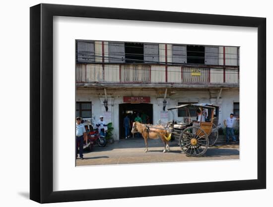 Horsedrawn and people outside a museum, Crisologo Museum, Vigan, Ilocos Sur, Philippines-null-Framed Photographic Print