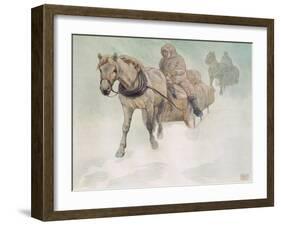 Horsedrawn Sleigh, Illustration from 'Helpers Without Hands' by Gladys Davidson, Published in 1919-John Edwin Noble-Framed Giclee Print