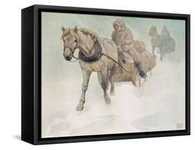 Horsedrawn Sleigh, Illustration from 'Helpers Without Hands' by Gladys Davidson, Published in 1919-John Edwin Noble-Framed Stretched Canvas