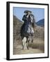 Horseman in Traditional Dress Riding Grey Andalusian Stallion, Ojai, California, USA-Carol Walker-Framed Photographic Print