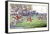 Horseman Jumps the Fence to Follow the Hounds-Henry Thomas Alken-Framed Stretched Canvas