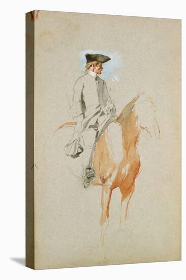 Horseman with a Tricorn Hat (W/C, Pen and Ink)-Jean-Louis Ernest Meissonier-Stretched Canvas