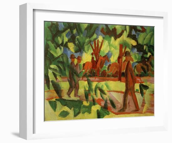 Horsemen and Walkers in the Avenue-Auguste Macke-Framed Giclee Print