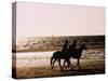 Horseriding on the Beach at Sunset, 1985 Normandy Deauville France-null-Stretched Canvas