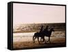 Horseriding on the Beach at Sunset, 1985 Normandy Deauville France-null-Framed Stretched Canvas