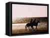 Horseriding on the Beach at Sunset, 1985 Normandy Deauville France-null-Framed Stretched Canvas