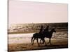 Horseriding on the Beach at Sunset, 1985 Normandy Deauville France-null-Stretched Canvas