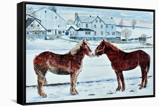 Horses, Amish Farm, Lancaster, Pa.-Anthony Butera-Framed Stretched Canvas