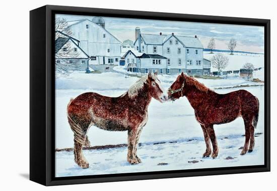 Horses, Amish Farm, Lancaster, Pa.-Anthony Butera-Framed Stretched Canvas