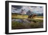 Horses and an Old Cottage.-Ales Krivec-Framed Giclee Print