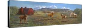 Horses and Barn-Judy Mastrangelo-Stretched Canvas