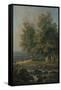 Horses and Cattle by a River, 1777-George the Elder Barret-Framed Stretched Canvas