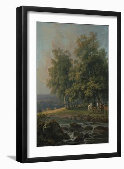 Horses and Cattle by a River, 1777-George the Elder Barret-Framed Giclee Print