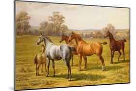 Horses and Foal in a Field-Charles Sillem Lidderdale-Mounted Giclee Print