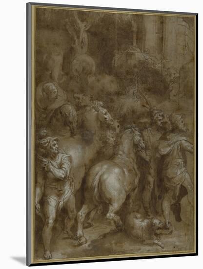 Horses and Men, Facing Right-Taddeo Zuccaro-Mounted Giclee Print