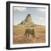 Horses at Mount Agathla, Monument Valley, Arizona-Vincent James-Framed Photographic Print