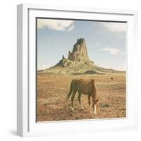 Horses at Mount Agathla, Monument Valley, Arizona-Vincent James-Framed Photographic Print