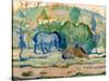 Horses at Pasture (Horses in a Landscap)-Franz Marc-Stretched Canvas