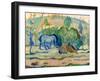 Horses at Pasture (Horses in a Landscap)-Franz Marc-Framed Giclee Print