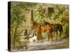 Horses at the Porch-Albrecht Adam-Stretched Canvas