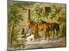 Horses at the Porch-Albrecht Adam-Mounted Giclee Print