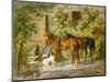 Horses at the Porch-Albrecht Adam-Mounted Giclee Print