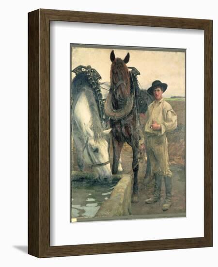 Horses at the Water Trough, 1884-Pascal Adolphe Jean Dagnan-Bouveret-Framed Giclee Print