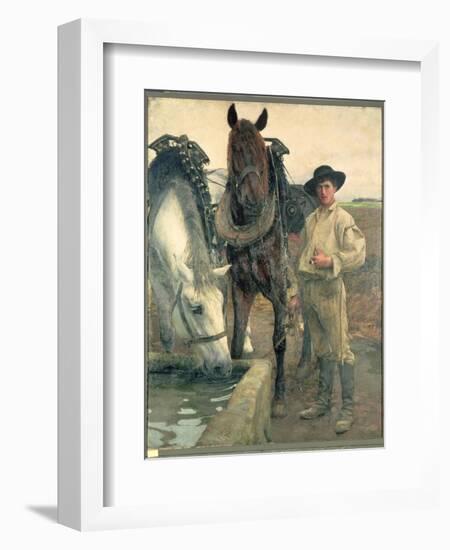 Horses at the Water Trough, 1884-Pascal Adolphe Jean Dagnan-Bouveret-Framed Giclee Print