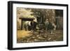 Horses at Water Trough, 1900-Luigi Serena-Framed Giclee Print