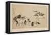 Horses (Colour Woodblock Print)-Kitagawa Utamaro-Framed Stretched Canvas