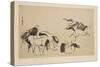 Horses (Colour Woodblock Print)-Kitagawa Utamaro-Stretched Canvas