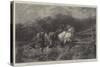 Horses Escaping from a Fire-Adolf Schreyer-Stretched Canvas