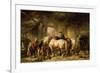 Horses Feeding in the Stable-Wouterus Verschuur-Framed Giclee Print