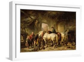 Horses Feeding in the Stable-Wouterus Verschuur-Framed Giclee Print