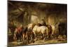 Horses Feeding in the Stable-Wouterus Verschuur-Mounted Giclee Print