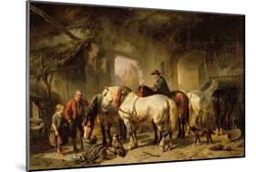 Horses Feeding in the Stable-Wouterus Verschuur-Mounted Giclee Print