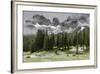Horses Grazing in the Meadow Blanketed in Summer Snow, Dolomites, Alto Adige or South Tyrol, Italy-Stefano Politi Markovina-Framed Photographic Print