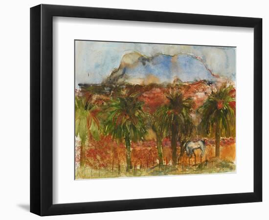 Horses Grazing ( Ink and Watercolour)-Ann Oram-Framed Giclee Print