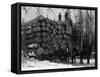 Horses Hauling Huge Load of Logs-W.G. Hopps-Framed Stretched Canvas