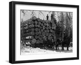 Horses Hauling Huge Load of Logs-W.G. Hopps-Framed Premium Photographic Print