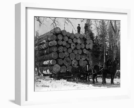 Horses Hauling Huge Load of Logs-W.G. Hopps-Framed Photographic Print