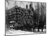 Horses Hauling Huge Load of Logs-W.G. Hopps-Mounted Photographic Print