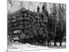 Horses Hauling Huge Load of Logs-W.G. Hopps-Mounted Photographic Print