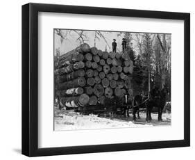 Horses Hauling Huge Load of Logs-W.G. Hopps-Framed Photographic Print