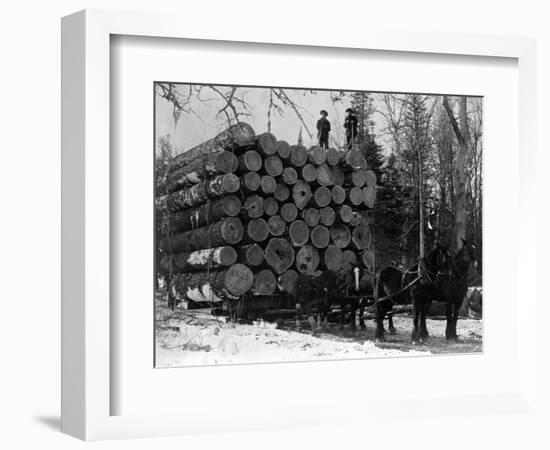Horses Hauling Huge Load of Logs-W.G. Hopps-Framed Photographic Print