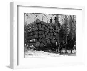 Horses Hauling Huge Load of Logs-W.G. Hopps-Framed Photographic Print