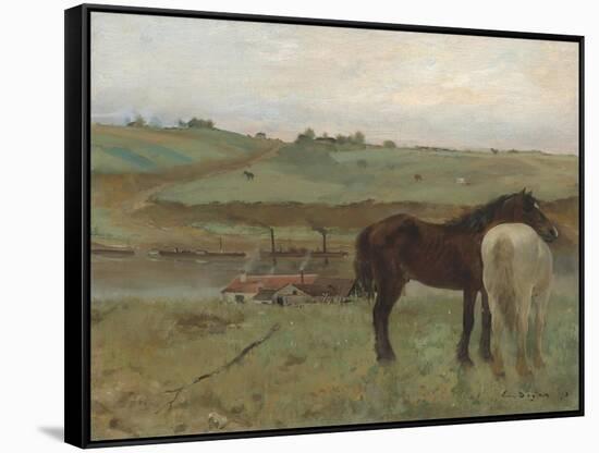 Horses in a Meadow, 1871-Edgar Degas-Framed Stretched Canvas