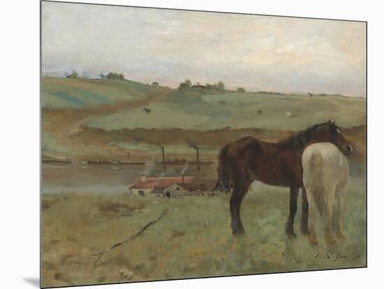 Horses in a Meadow, 1871-Edgar Degas-Mounted Premium Giclee Print